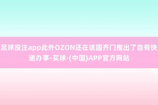 足球投注app此外OZON还在该国齐门推出了自有快递办事-买球·(中国)APP官方网站
