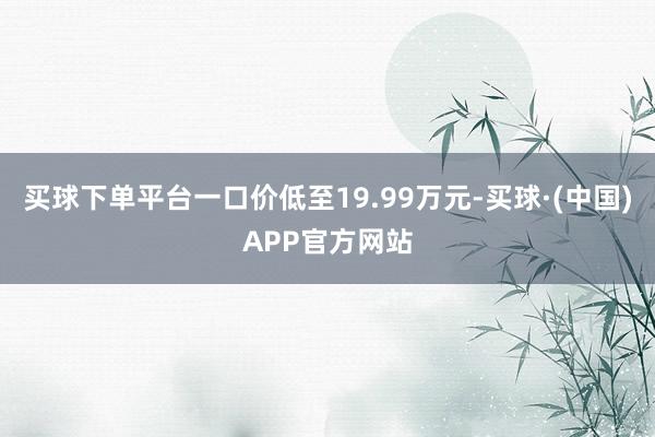 买球下单平台一口价低至19.99万元-买球·(中国)APP官方网站