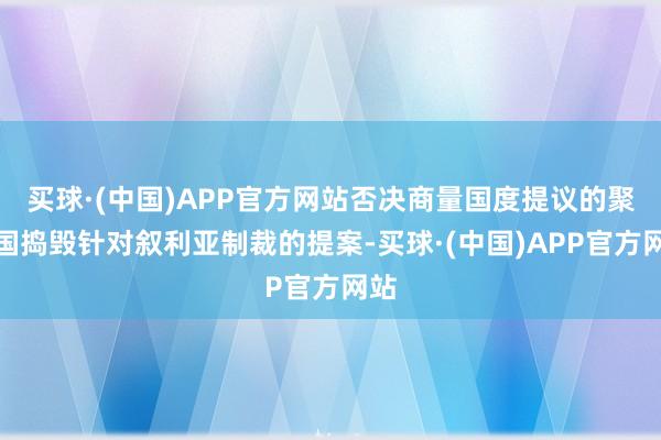 买球·(中国)APP官方网站否决商量国度提议的聚合国捣毁针对叙利亚制裁的提案-买球·(中国)APP官方网站