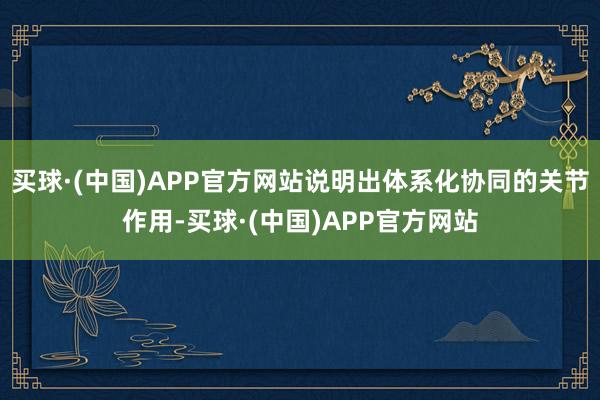 买球·(中国)APP官方网站说明出体系化协同的关节作用-买球·(中国)APP官方网站