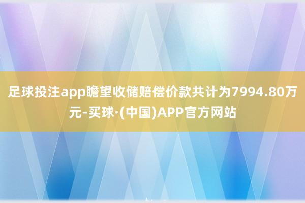 足球投注app瞻望收储赔偿价款共计为7994.80万元-买球·(中国)APP官方网站