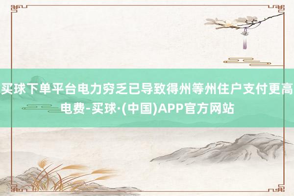 买球下单平台电力穷乏已导致得州等州住户支付更高电费-买球·(中国)APP官方网站