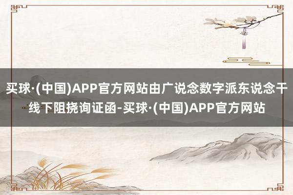 买球·(中国)APP官方网站由广说念数字派东说念干线下阻挠询证函-买球·(中国)APP官方网站