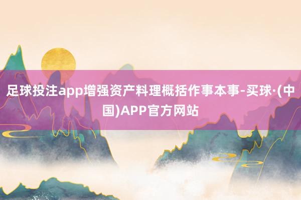足球投注app增强资产料理概括作事本事-买球·(中国)APP官方网站