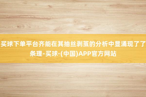 买球下单平台齐能在其抽丝剥茧的分析中显涌现了了条理-买球·(中国)APP官方网站