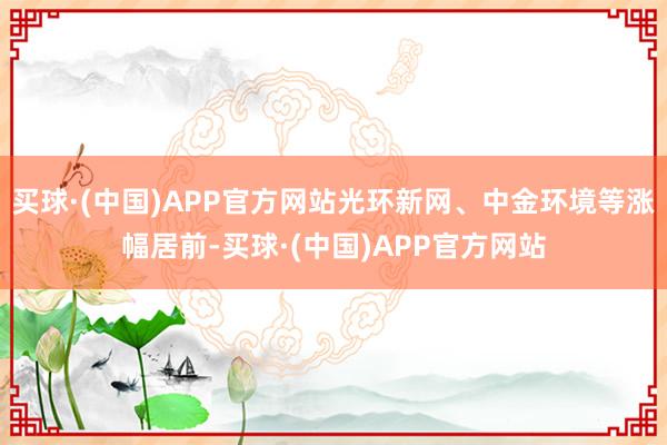 买球·(中国)APP官方网站光环新网、中金环境等涨幅居前-买球·(中国)APP官方网站
