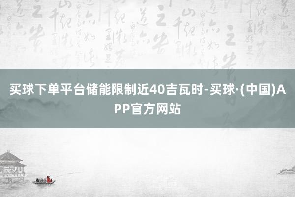 买球下单平台储能限制近40吉瓦时-买球·(中国)APP官方网站