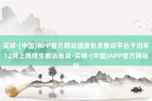 买球·(中国)APP官方网站国度机灵教训平台于旧年12月上线终生教训板块-买球·(中国)APP官方网站