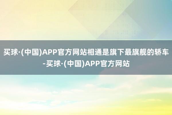 买球·(中国)APP官方网站相通是旗下最旗舰的轿车-买球·(中国)APP官方网站