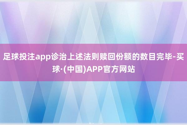 足球投注app诊治上述法则赎回份额的数目完毕-买球·(中国)APP官方网站