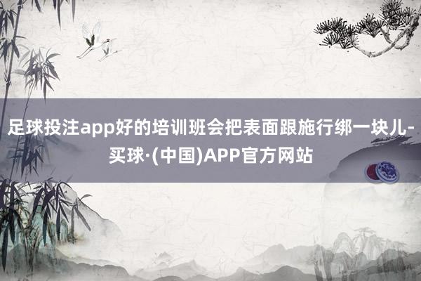 足球投注app好的培训班会把表面跟施行绑一块儿-买球·(中国)APP官方网站