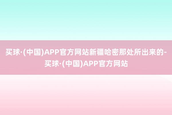 买球·(中国)APP官方网站新疆哈密那处所出来的-买球·(中国)APP官方网站