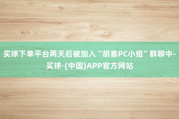 买球下单平台两天后被加入“胡塞PC小组”群聊中-买球·(中国)APP官方网站