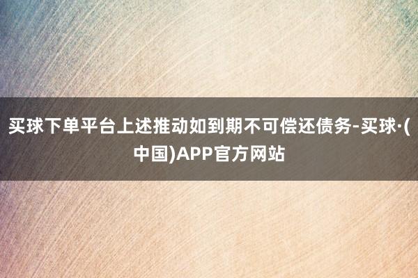 买球下单平台上述推动如到期不可偿还债务-买球·(中国)APP官方网站