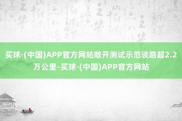 买球·(中国)APP官方网站敞开测试示范谈路超2.2万公里-买球·(中国)APP官方网站