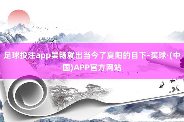 足球投注app吴畅就出当今了夏阳的目下-买球·(中国)APP官方网站