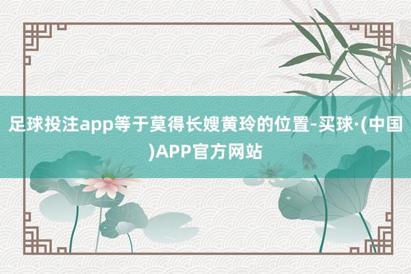 足球投注app等于莫得长嫂黄玲的位置-买球·(中国)APP官方网站