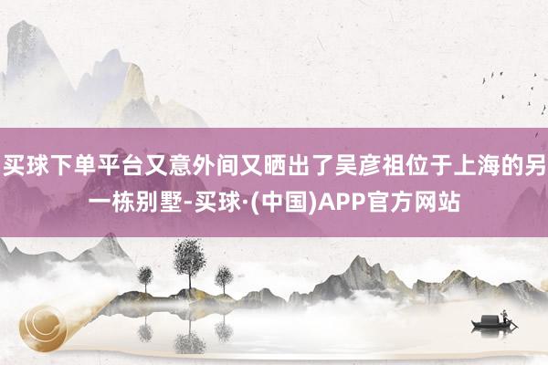 买球下单平台又意外间又晒出了吴彦祖位于上海的另一栋别墅-买球·(中国)APP官方网站