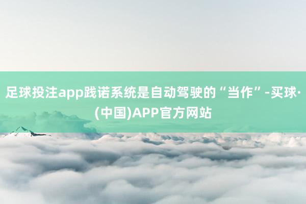 足球投注app践诺系统是自动驾驶的“当作”-买球·(中国)APP官方网站
