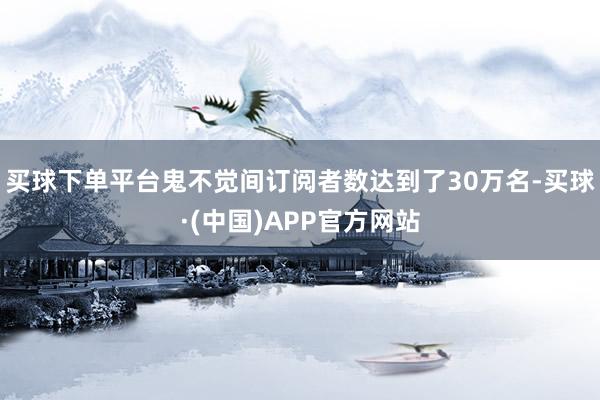 买球下单平台鬼不觉间订阅者数达到了30万名-买球·(中国)APP官方网站