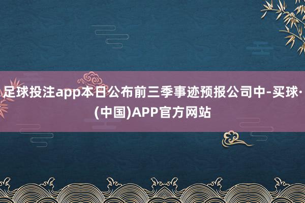 足球投注app本日公布前三季事迹预报公司中-买球·(中国)APP官方网站