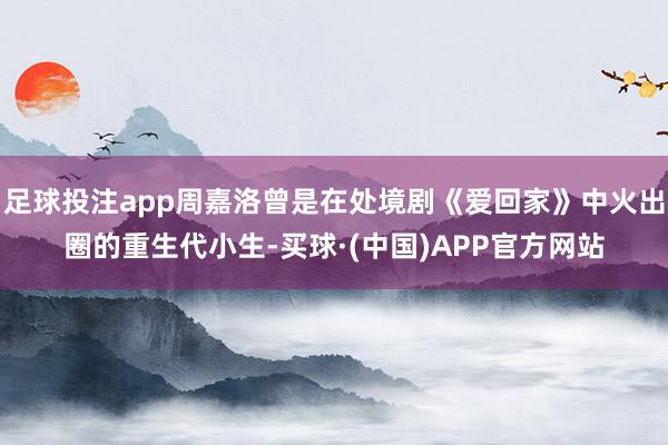 足球投注app周嘉洛曾是在处境剧《爱回家》中火出圈的重生代小生-买球·(中国)APP官方网站
