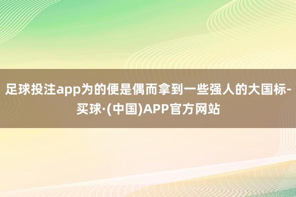 足球投注app为的便是偶而拿到一些强人的大国标-买球·(中国)APP官方网站