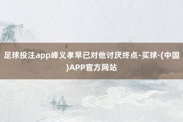 足球投注app峰义孝早已对他讨厌终点-买球·(中国)APP官方网站