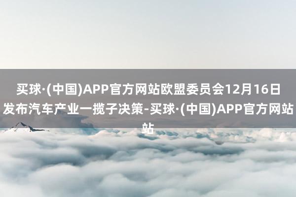买球·(中国)APP官方网站欧盟委员会12月16日发布汽车产业一揽子决策-买球·(中国)APP官方网站