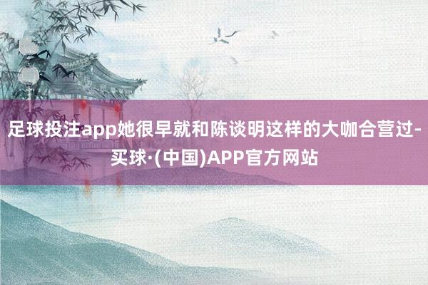 足球投注app她很早就和陈谈明这样的大咖合营过-买球·(中国)APP官方网站