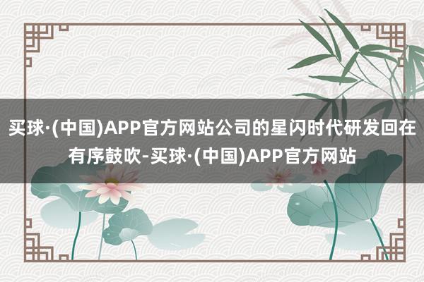 买球·(中国)APP官方网站公司的星闪时代研发回在有序鼓吹-买球·(中国)APP官方网站