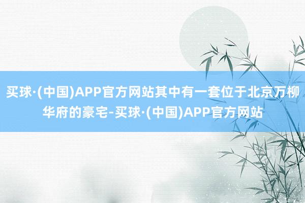 买球·(中国)APP官方网站其中有一套位于北京万柳华府的豪宅-买球·(中国)APP官方网站