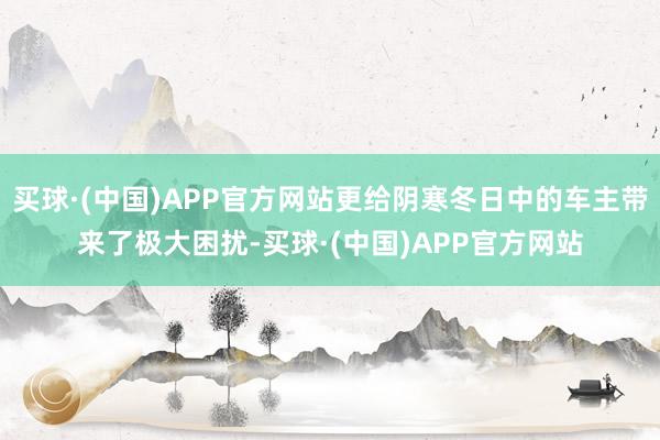 买球·(中国)APP官方网站更给阴寒冬日中的车主带来了极大困扰-买球·(中国)APP官方网站
