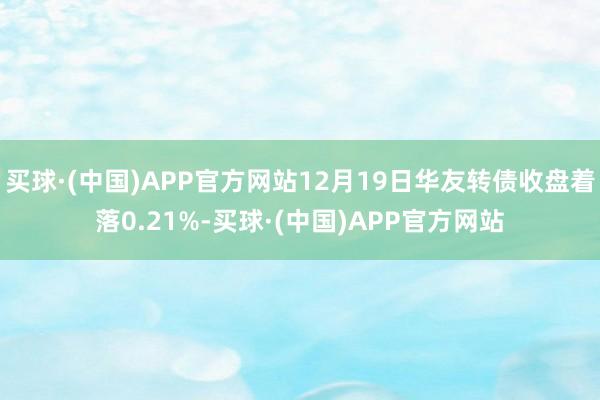 买球·(中国)APP官方网站12月19日华友转债收盘着落0.21%-买球·(中国)APP官方网站