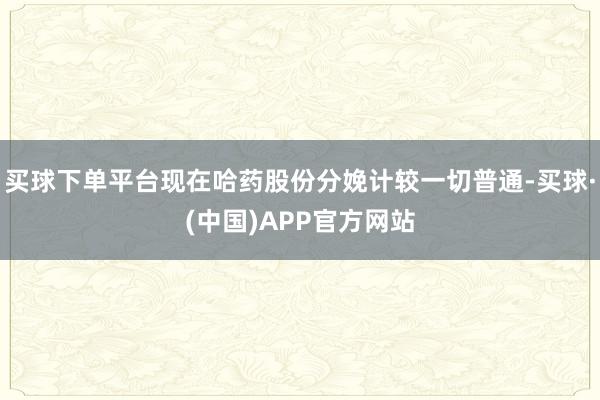 买球下单平台现在哈药股份分娩计较一切普通-买球·(中国)APP官方网站