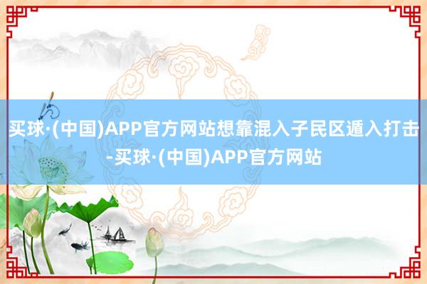 买球·(中国)APP官方网站想靠混入子民区遁入打击-买球·(中国)APP官方网站