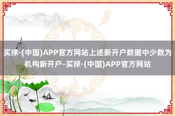 买球·(中国)APP官方网站上述新开户数据中少数为机构新开户-买球·(中国)APP官方网站