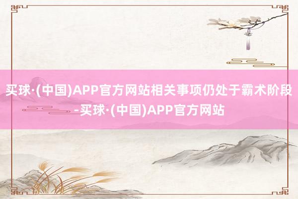 买球·(中国)APP官方网站相关事项仍处于霸术阶段-买球·(中国)APP官方网站