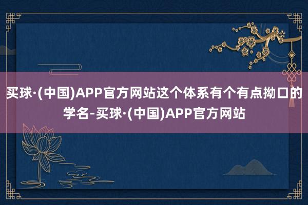 买球·(中国)APP官方网站这个体系有个有点拗口的学名-买球·(中国)APP官方网站
