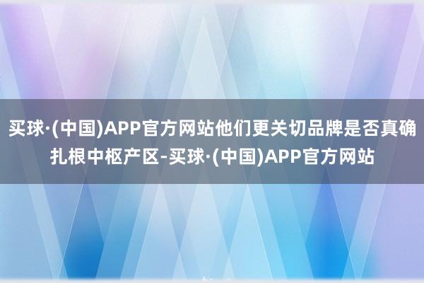 买球·(中国)APP官方网站他们更关切品牌是否真确扎根中枢产区-买球·(中国)APP官方网站